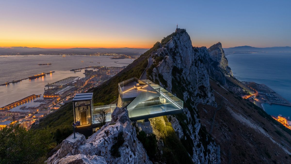 The latest attraction to open in Gibraltar, the Skywalk stands 340 meters above sea level and offers breathtaking 360º views of Gibraltar, Spain, and Africa.