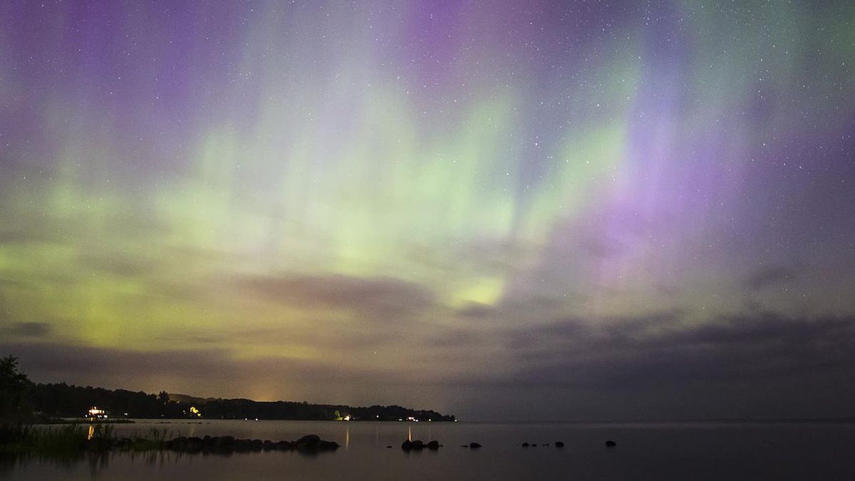 Northern lights, Balmy Beach, Ontario, Canada