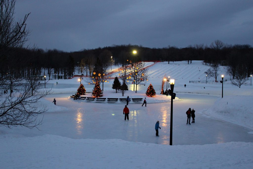 Ice Skating outdoors during winter 