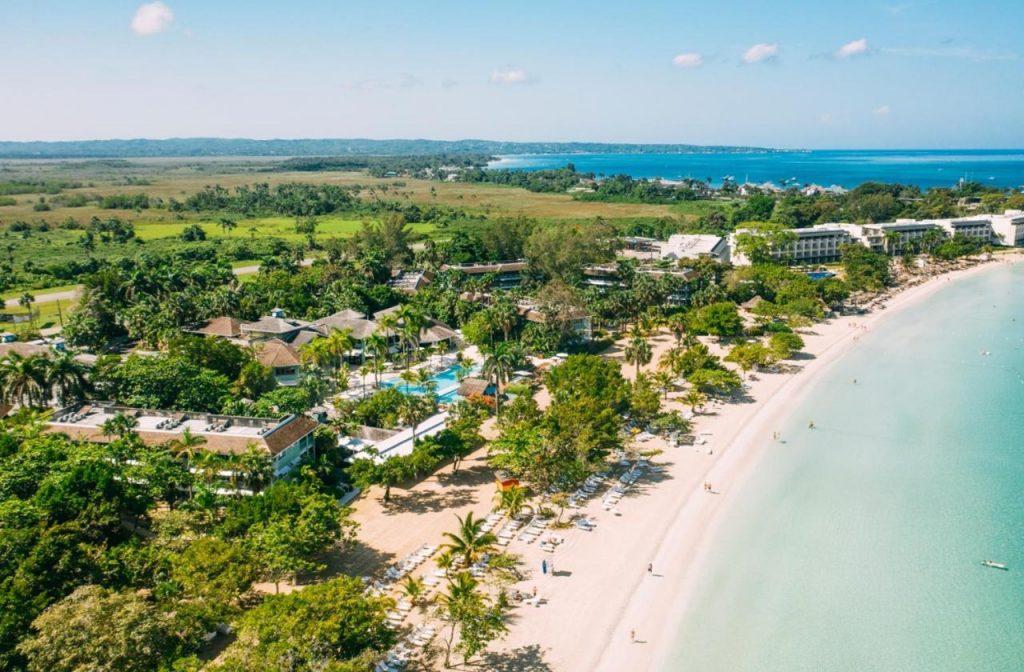 Aerial shot of Couples Negril resort