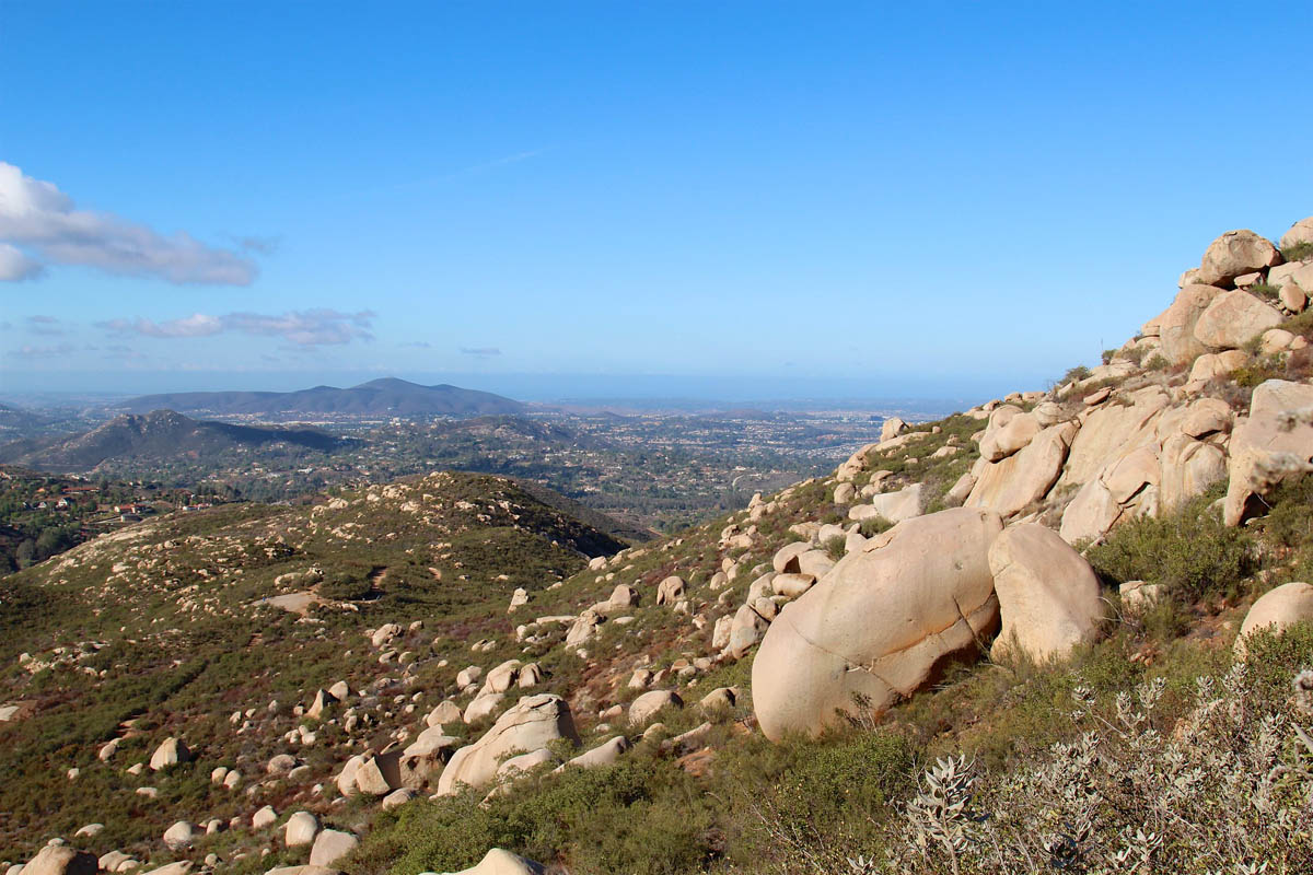 at the peak of the Mount Woodson trail at the peak of the Mount Woodson trail