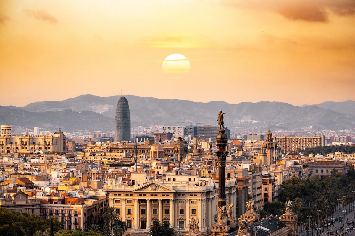 Barcelona, Spain Sunset in Barcelona Spain