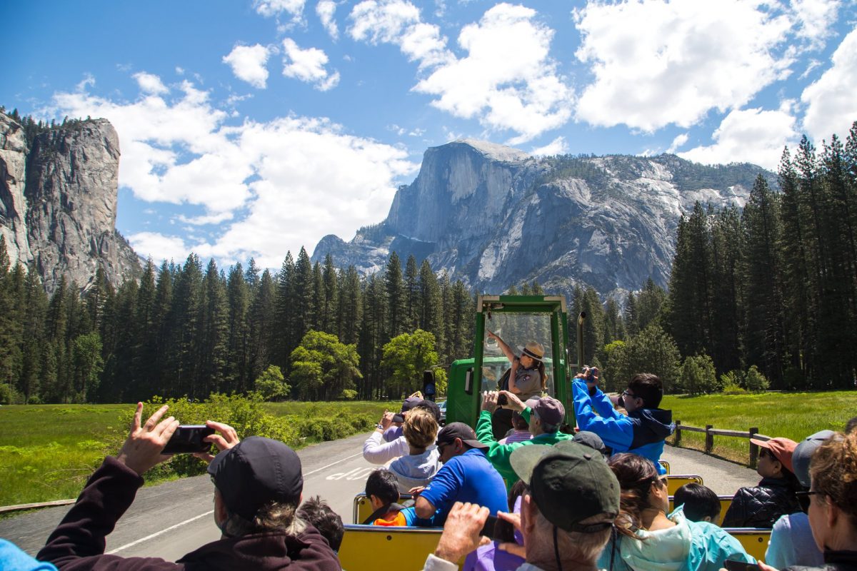 Visitors touring around Yosemite National Park
