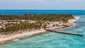 Aerial view of the beach at the cruise center of Grand Turk in the Caribbean.
