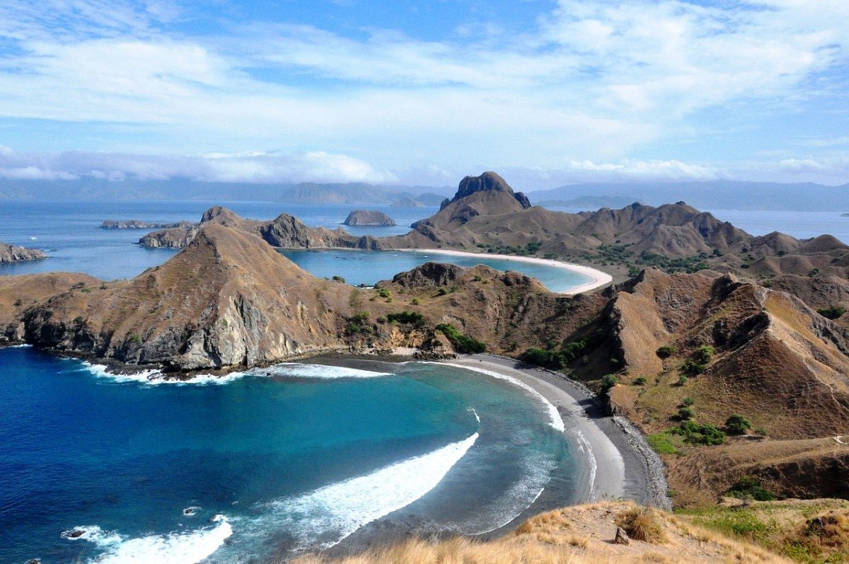 An aerial view of Komodo in Indonesia