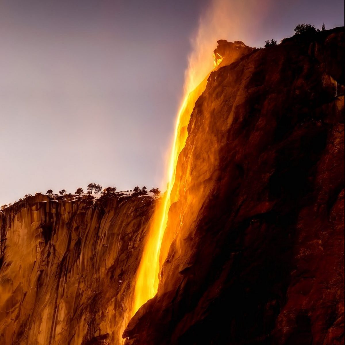 Firefall at Yosemite National Park During Winter