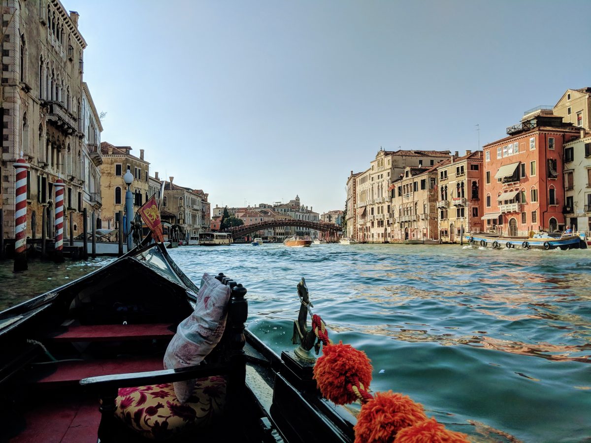 A gondola ride overlooking the grand canal and the views of Dorsoduro and San Marco A gondola ride overlooking the grand canal and the views of Dorsoduro and San Marco