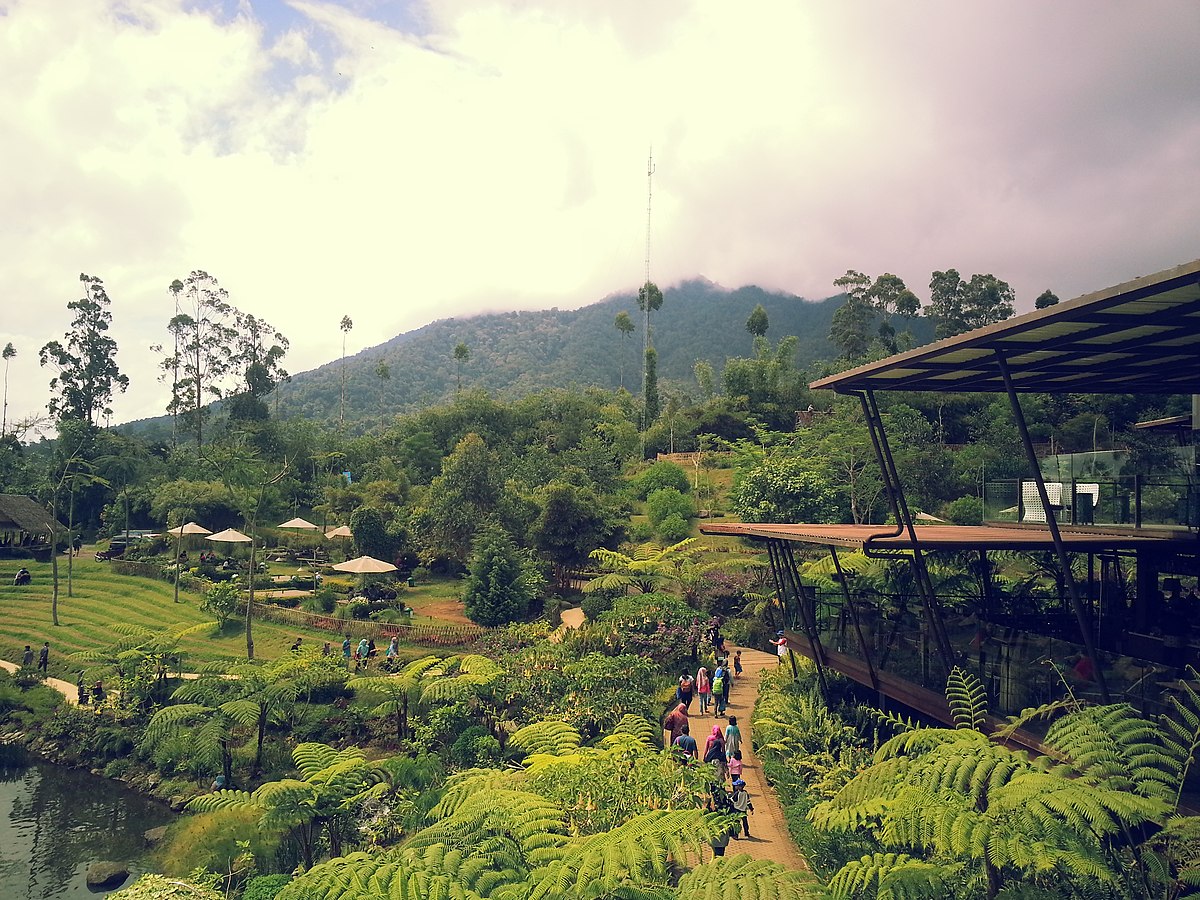 photo of Dusun Bambu on a cloudy day showing the lush foliage and trees