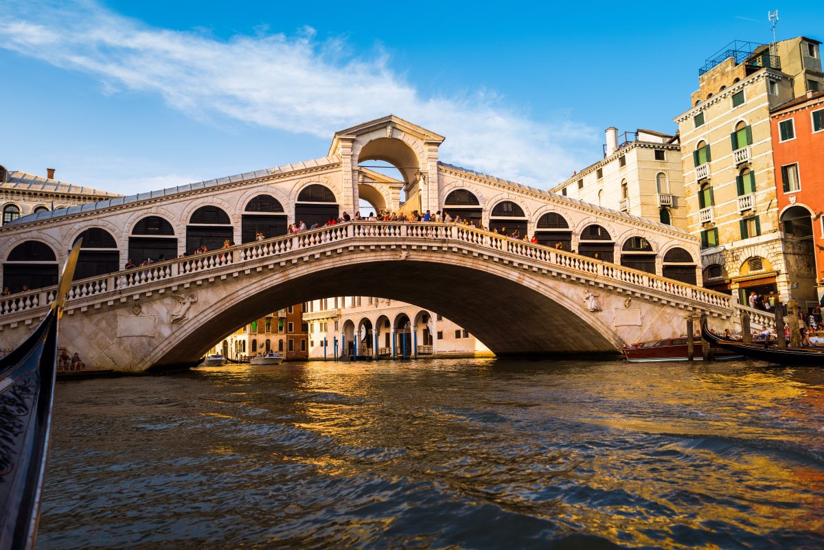 The Rialto Bridge connecting San Polo and San Marco on the Grand Canal The Rialto Bridge connecting San Polo and San Marco on the Grand Canal