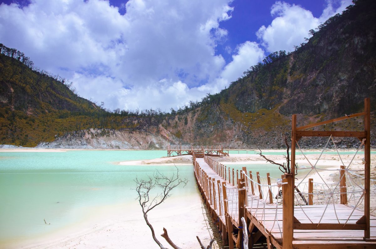 Lake in mountain, Kawah Putih, Ciwidey, Bandung, West Java, Indonesia