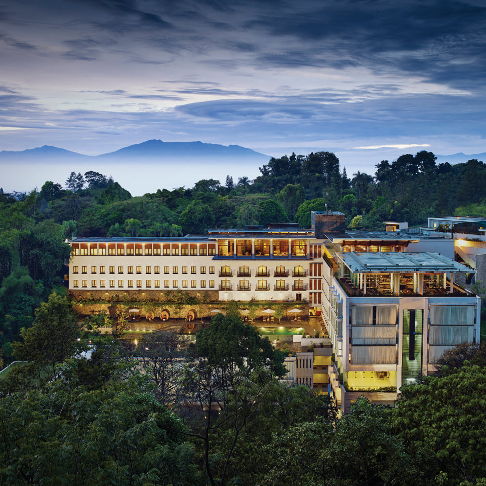 drone shot of the entire property of Padma Hotel Bandung