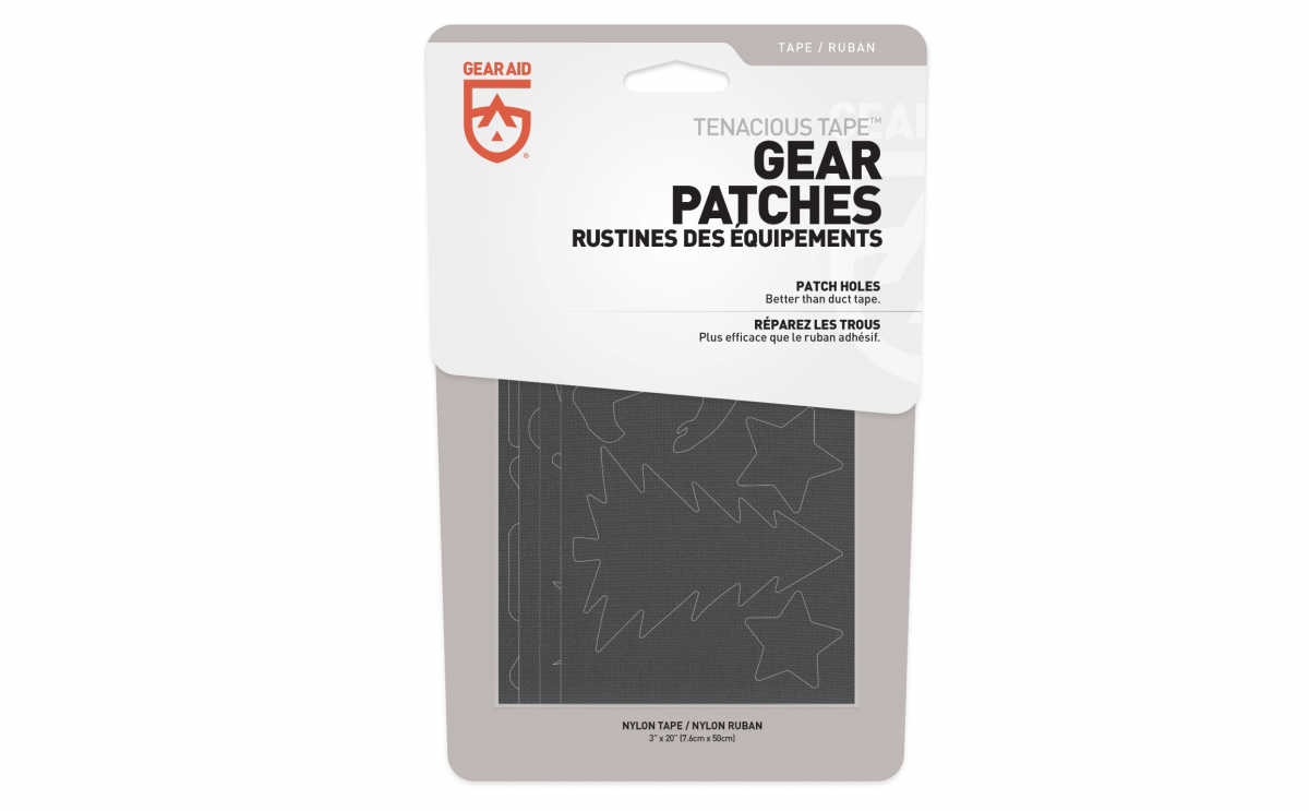 Gear Aid Tape Patches in different shapes inside its original packaging