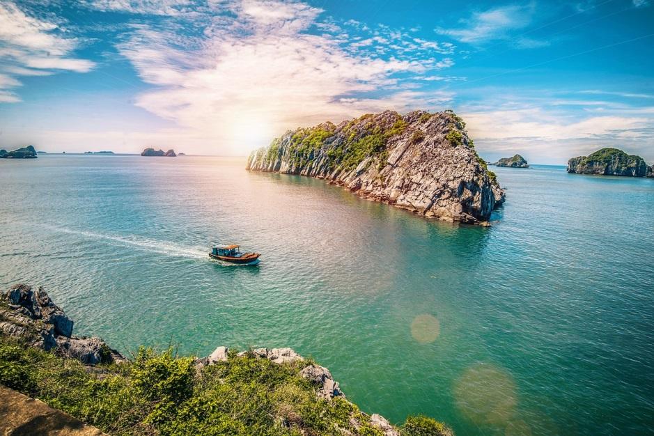 Cat Ba Island a drone shot of the beautiful Cat Ba Island on a sunny day