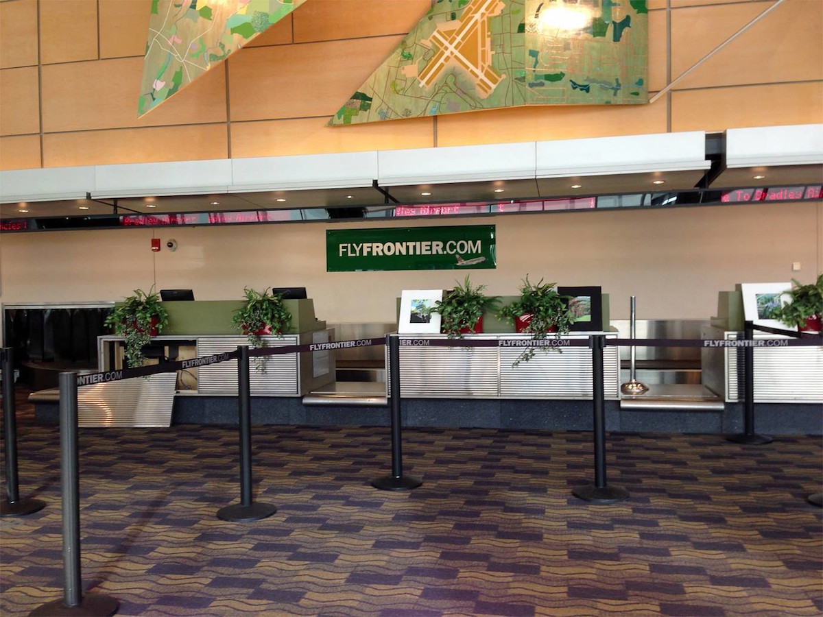 Frontier Airlines counters at Bradley Airport