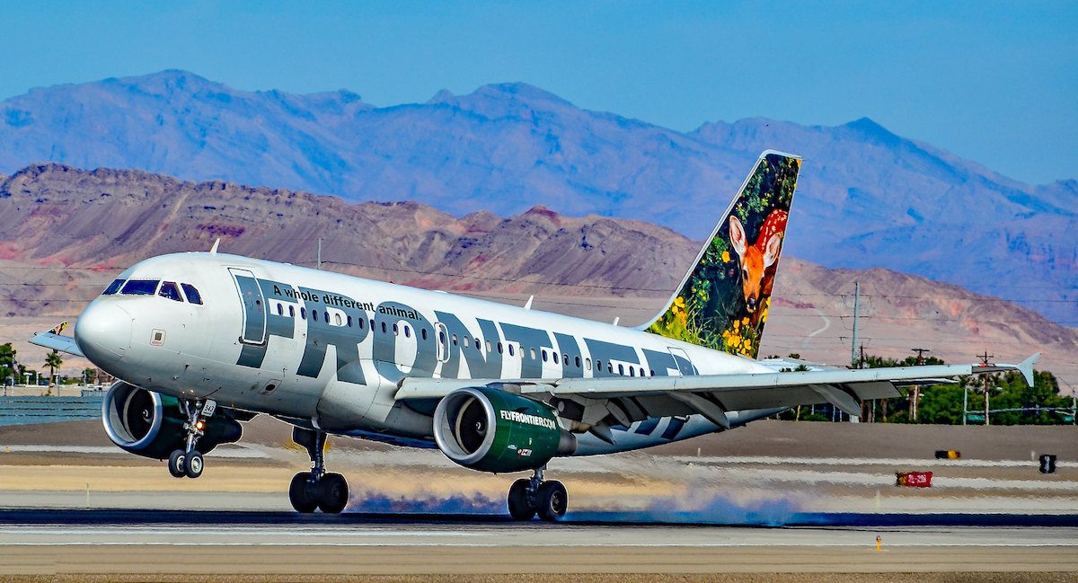 Frontier Airlines Airbus at Las Vegas - McCarran International Airport Frontier Airlines Airbus at Las Vegas - McCarran International Airport