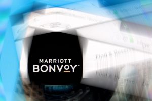Marriott Bonvoy logo on company website with ripple effect