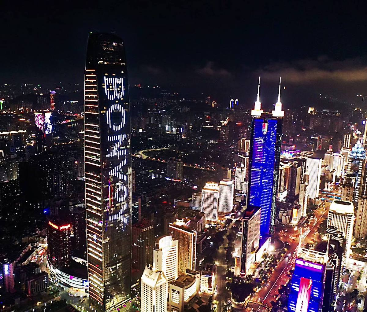 Bonvoy sign on the the St. Regis building in Shenzhen