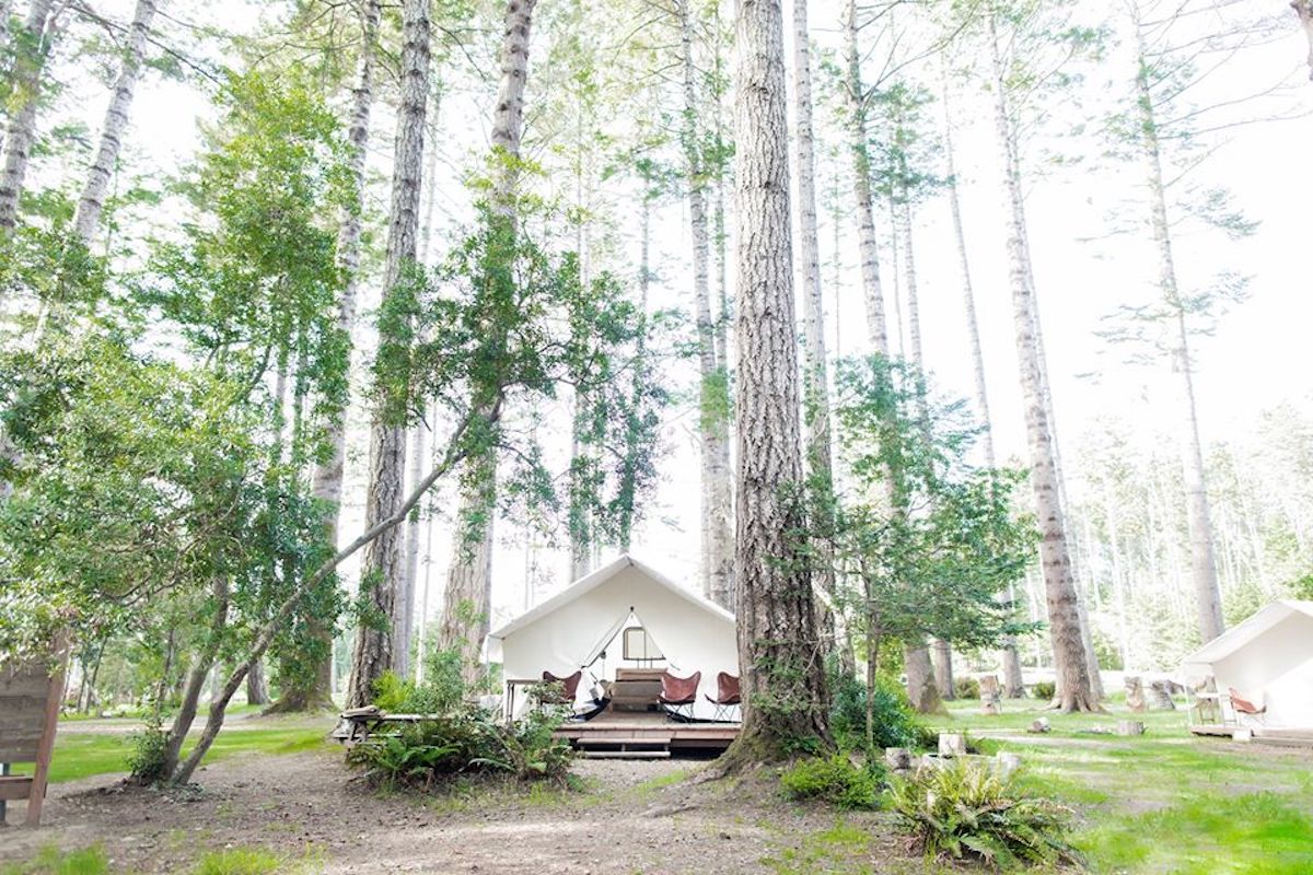 One of the posh tents in Mendocino Grove in California