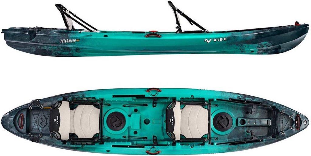 Vibe Kayaks Yellowfin 130T 13 Foot Tandem Angler and Recreational Two Person Sit On Top Fishing Kayak (Caribbean Blue)