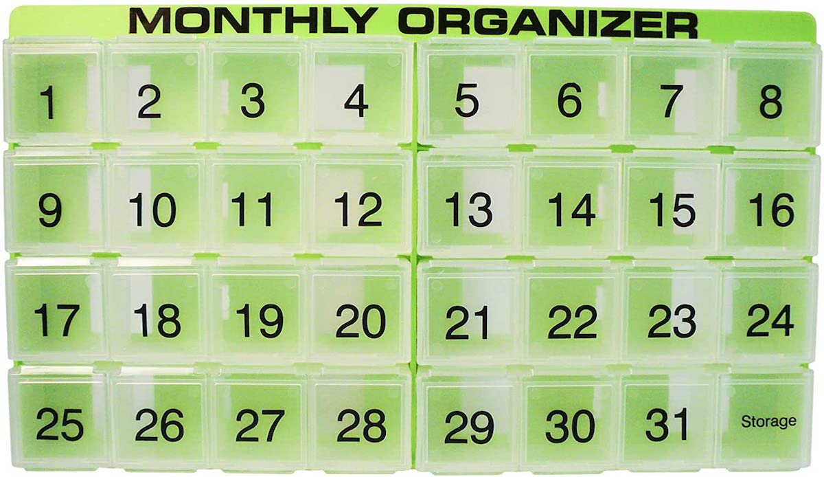 Promed Supplies 31-Compartment Pill Organizer in green