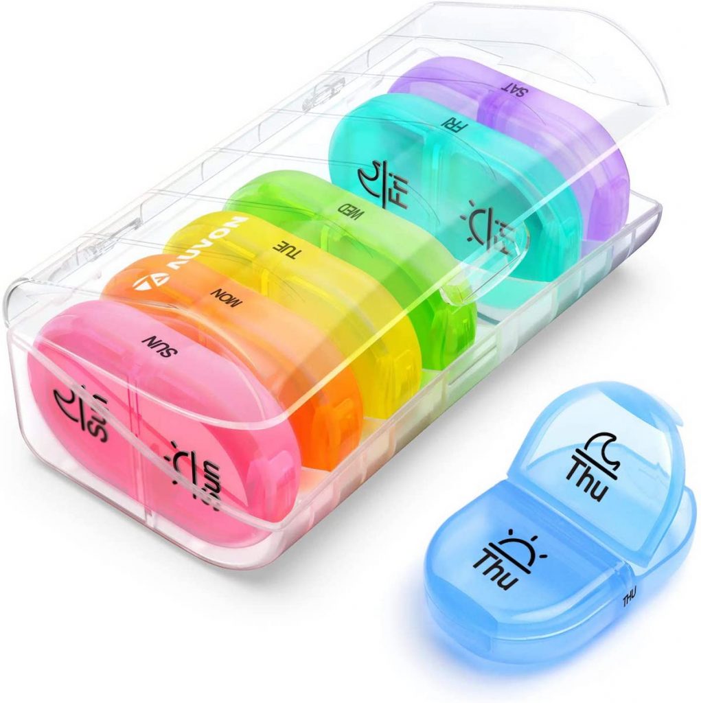 Colorful AUVON iMedassist Portable Daily Pill Organizer