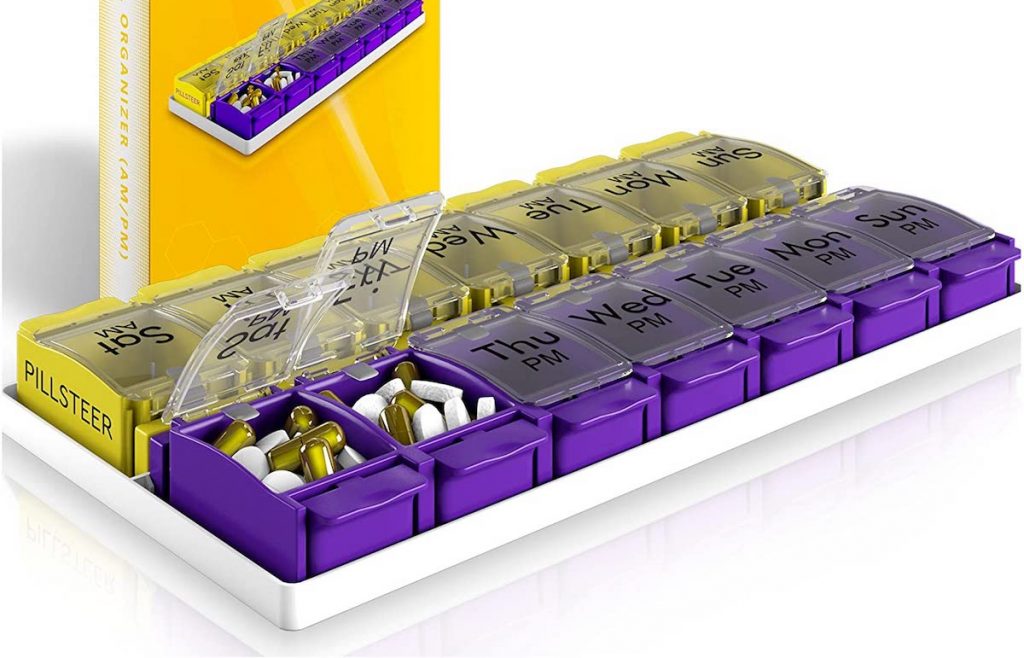 Pillsteer Pill Organizer 2 Times a Day - Weekly Medicine Organizer