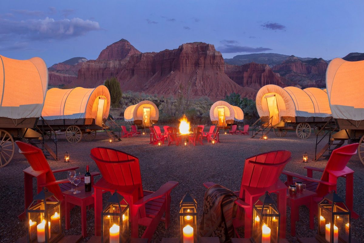 Capitol Reef Resort's famous wagon-shaped glamping accommodations