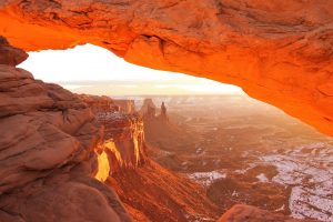 the mesa arch trail at Canyonlands National Park