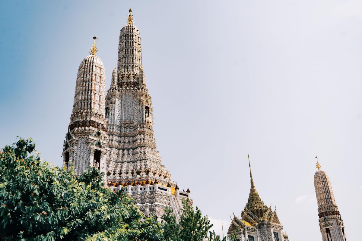 Temple spires of Wat Arun, Bangkok Yai, Bangkok, Thailand