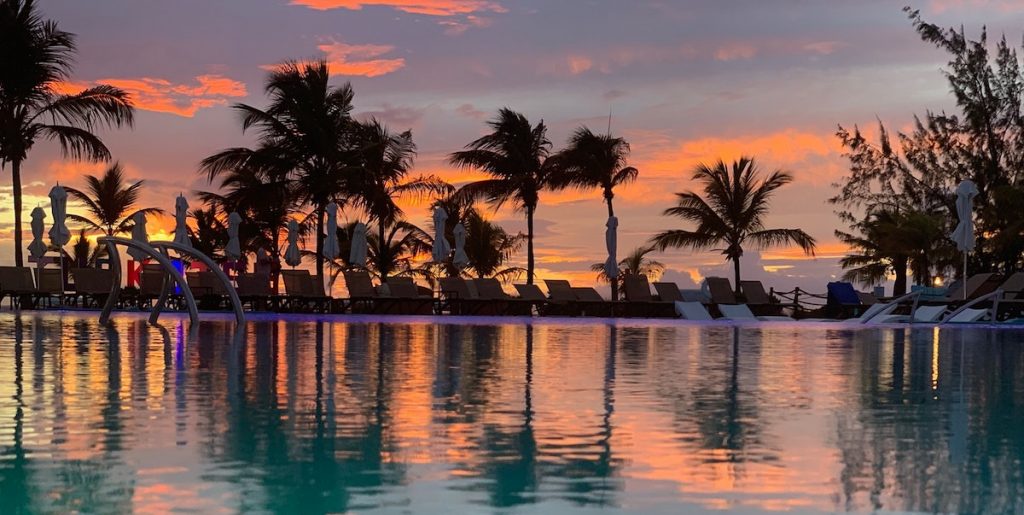 Dramatic sun setting over palm trees in Turks and Caicos Dramatic sun setting over palm trees in Turks and Caicos