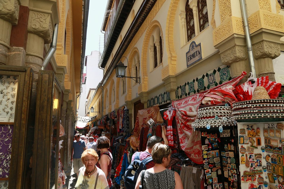 a busy street market in southern spain