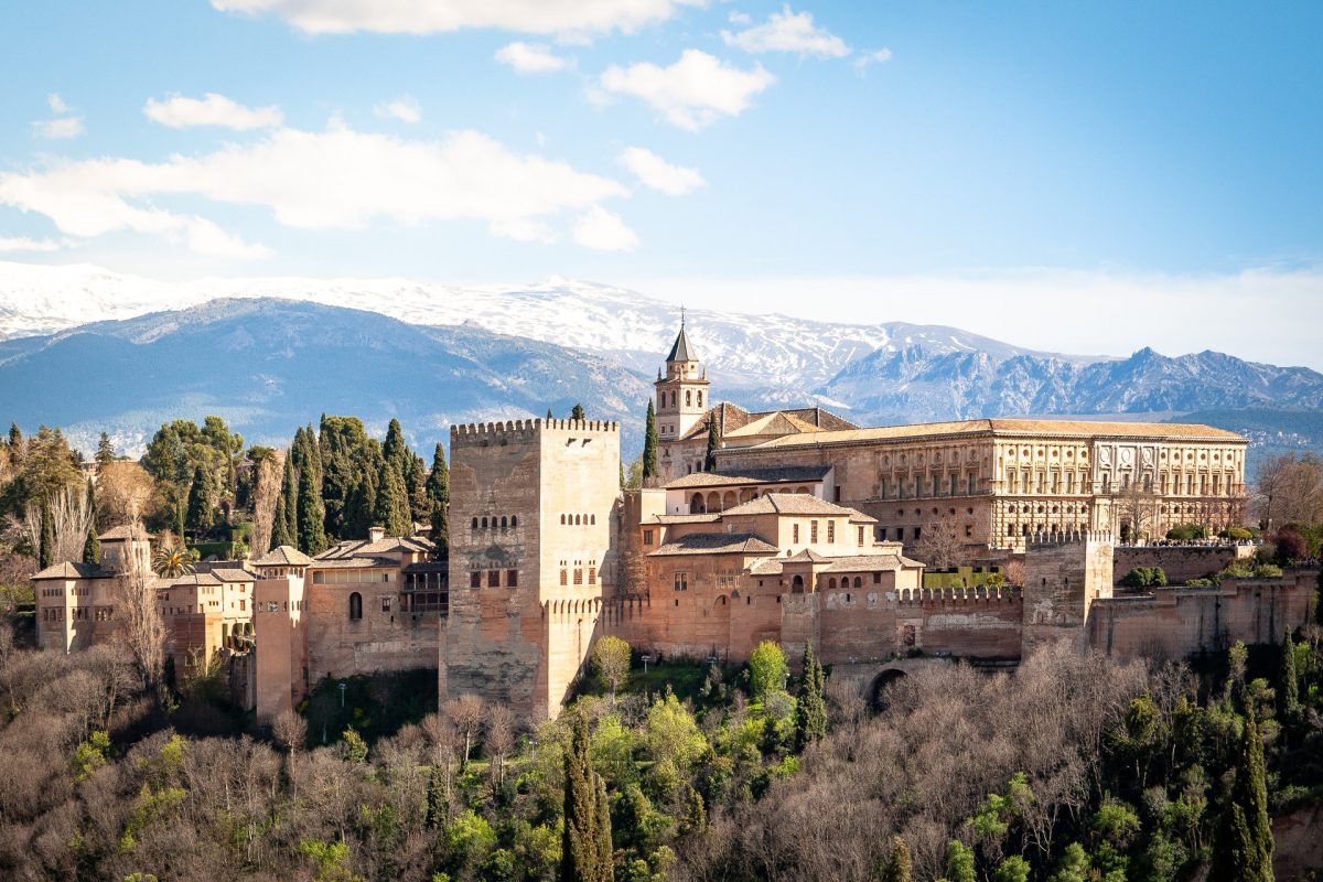 panoramic view of sierra nevada behind the alhambra