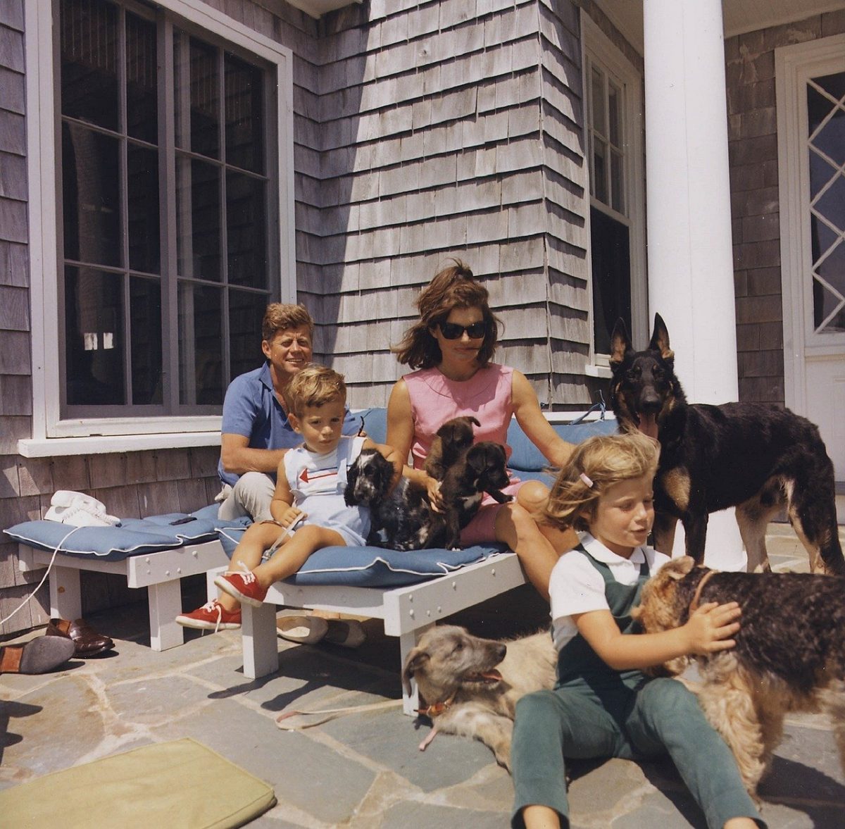 john kennedy with his family and pets