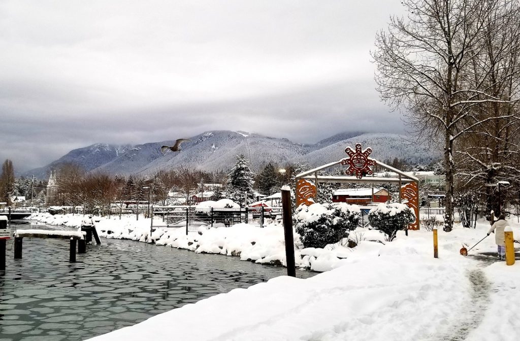 Village in vancouver covered in snow