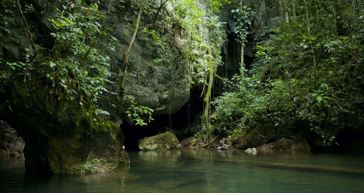 a creek leading to an appealing cave in Belize