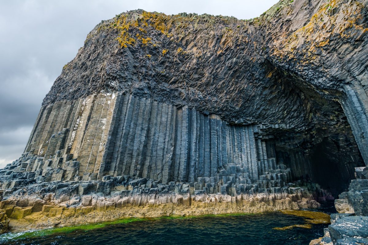 a peculiar cave enveloped by basalt columns