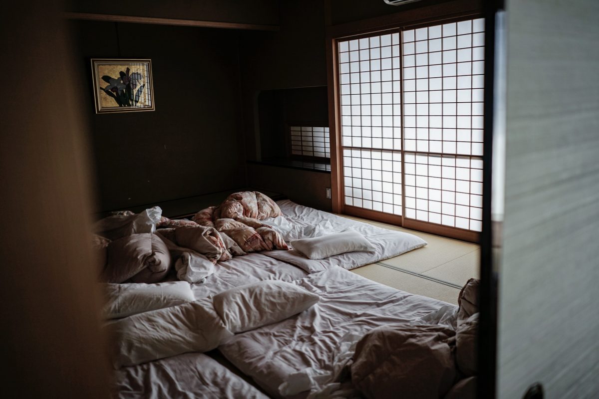 an Asian cultural norm of sleeping in floor beddings