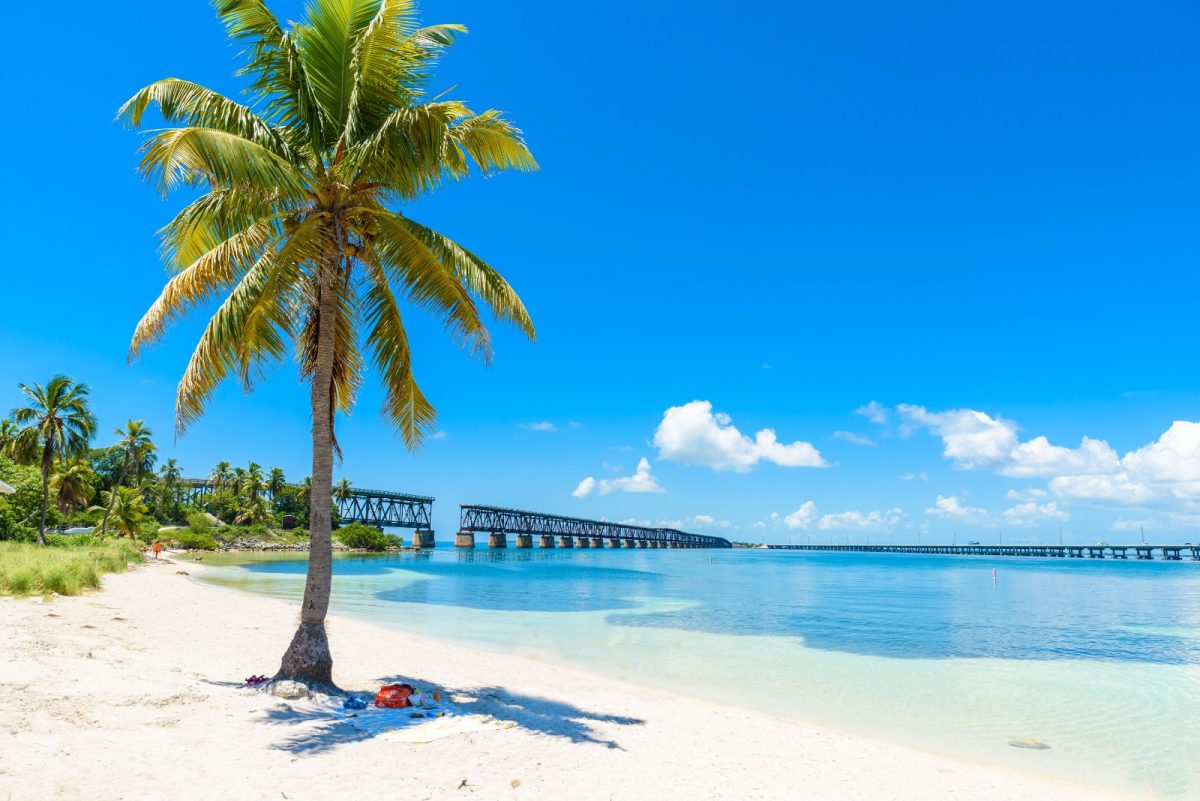 a white sand beach with abandoned railway