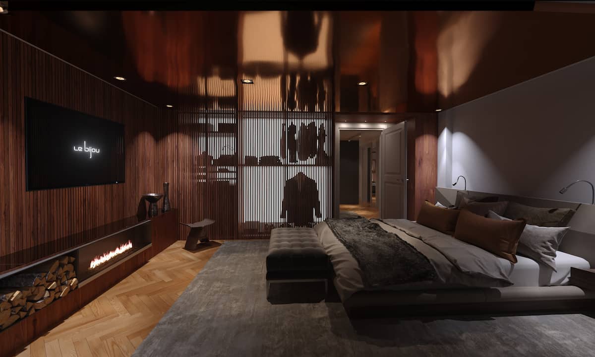 a masculine bedroom in an Airbnb in Switzerland a masculine bedroom in an Airbnb in Switzerland