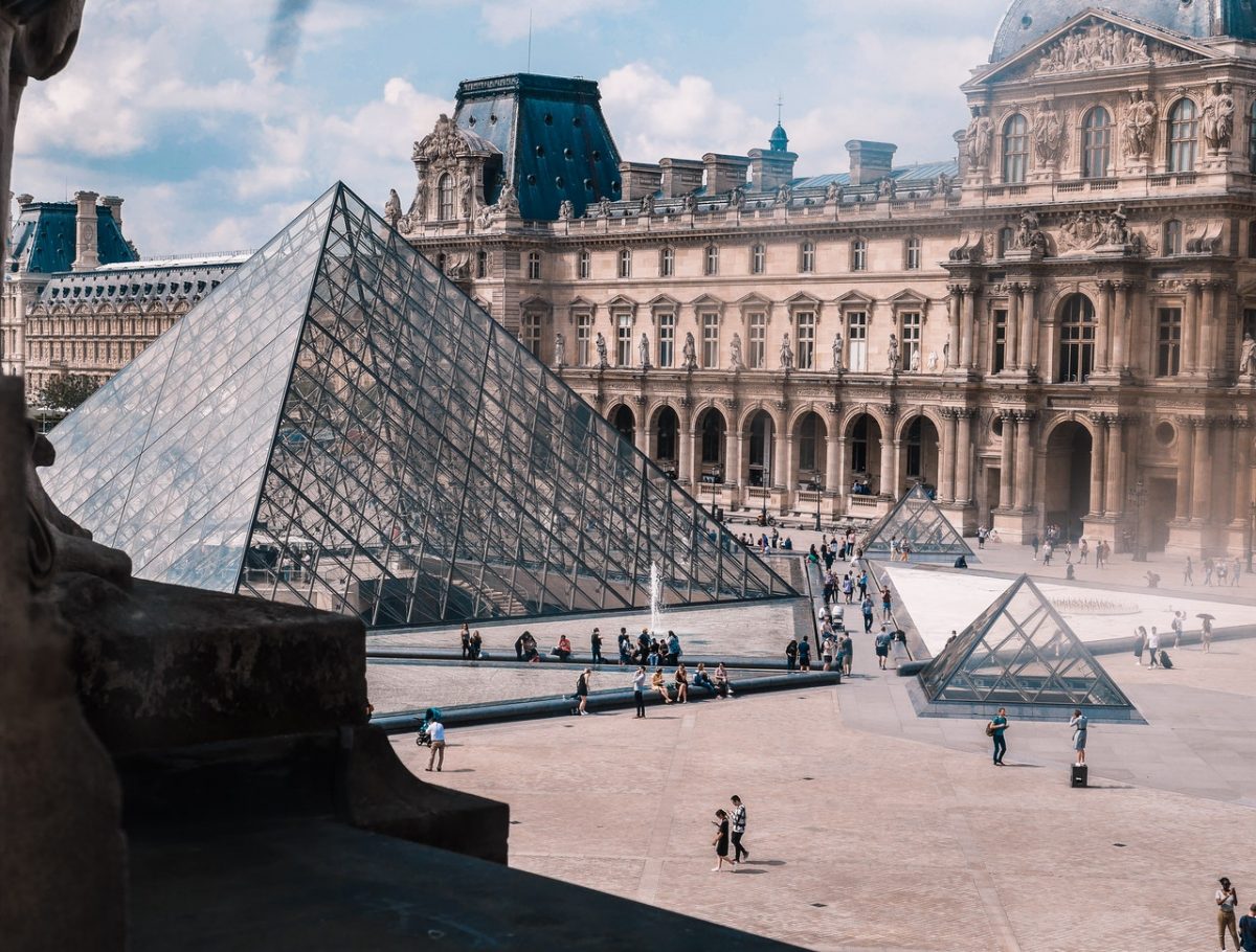 glass pyramids of Louvre Museum in Paris glass pyramids of Louvre Museum in Paris