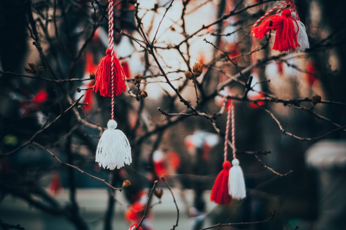 White and Red strings tied in a tree White and Red strings tied in a tree