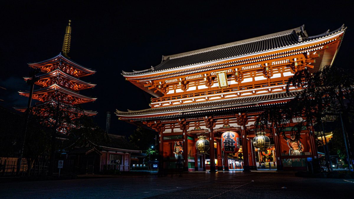 the imposing senso-ji temple at night
