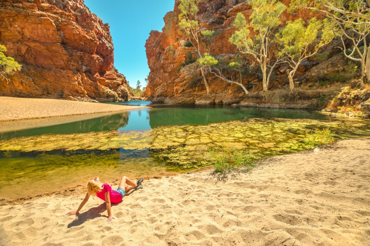 a woman basking on the australian outback sunshine