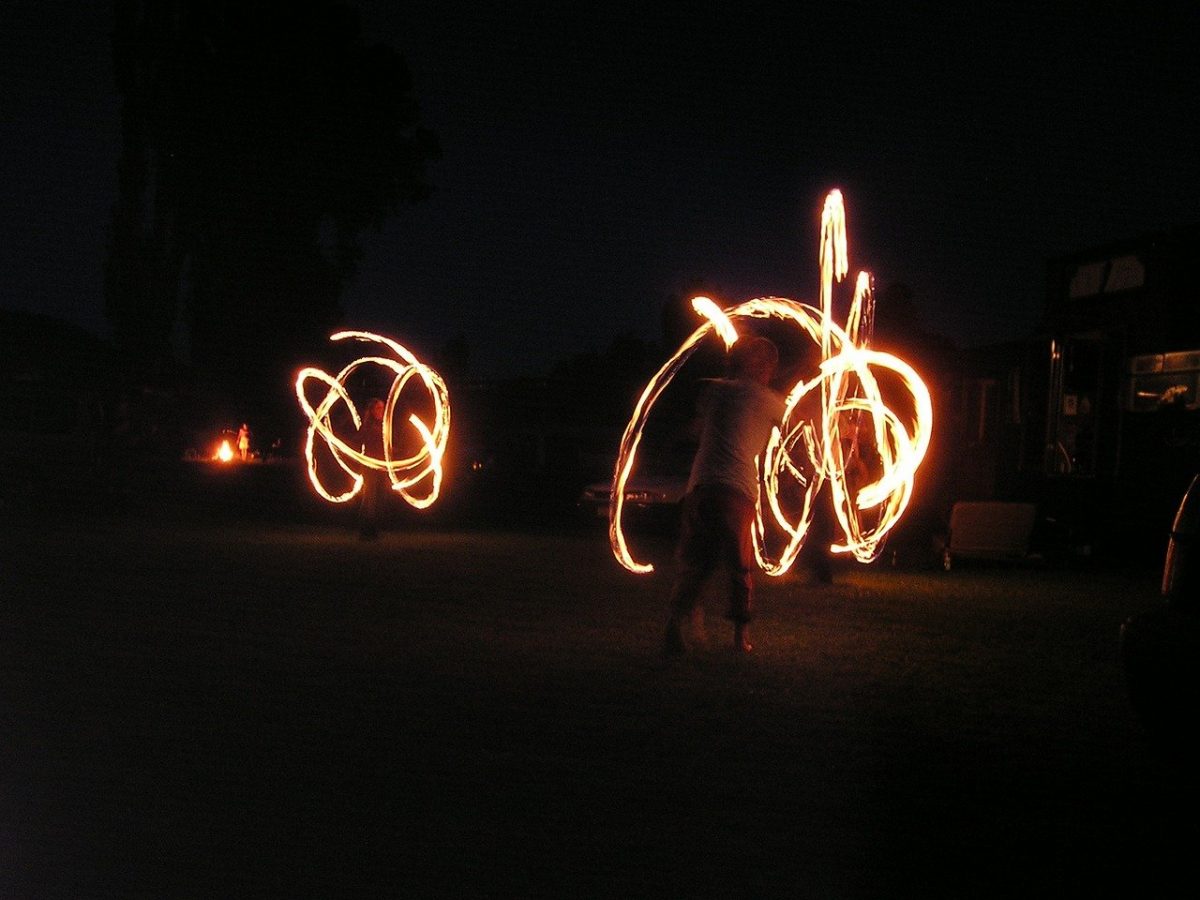 a fire dancer in the full moon party in Indonesia