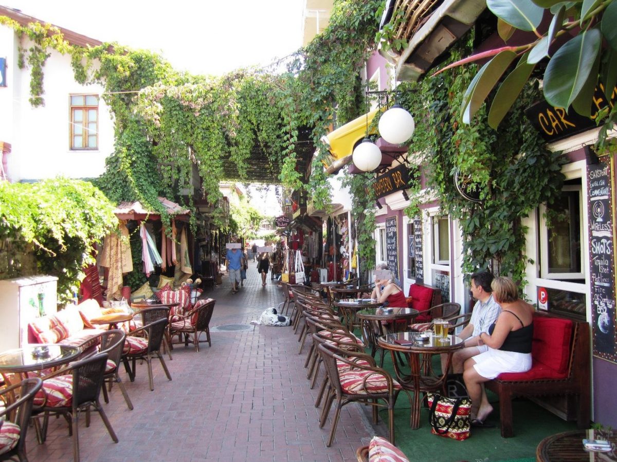 an alley filled with cafes in fethiye an alley filled with cafes in fethiye