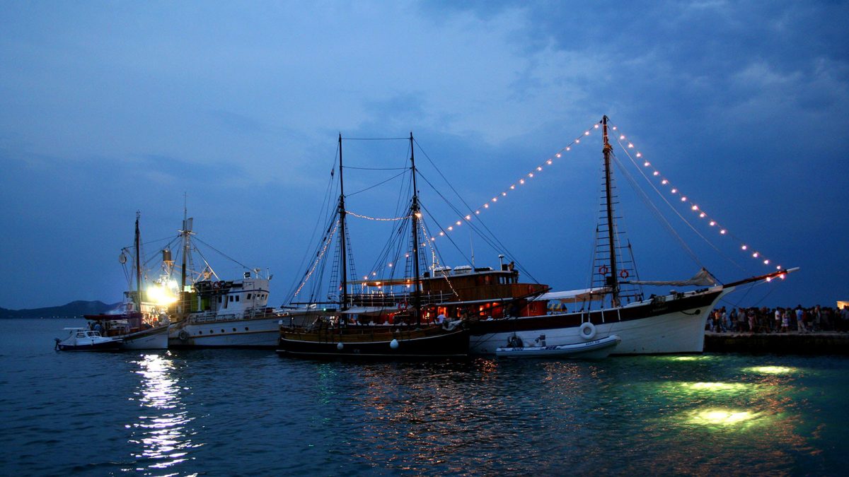 ships turned into floating markets in zadar, croatia