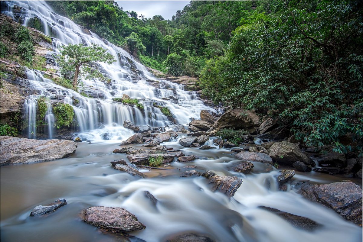 a multi-tier waterfall in doi inthanon national park a multi-tier waterfall in doi inthanon national park