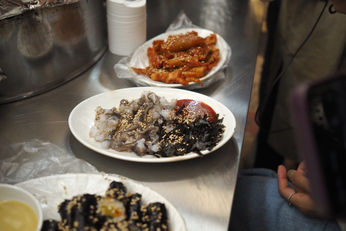 a plate of sannakji in a stall a plate of sannakji in a stall