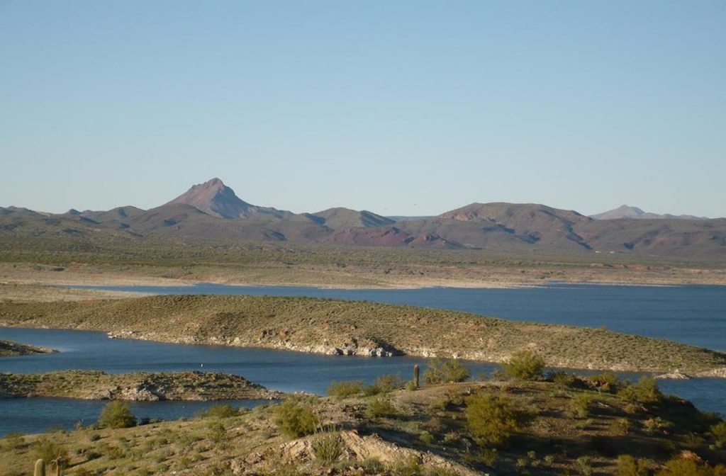 View of Alamo Lake and Artillery Peak in the background