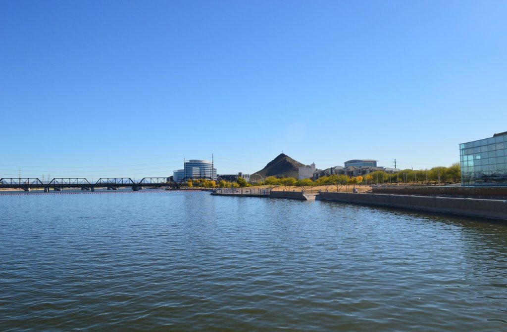 Tempe Town Lake, one of the few lakes in Arizona next to the city